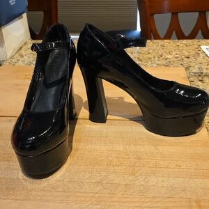 Sugar Thrillz Shiny Black Platform Heels